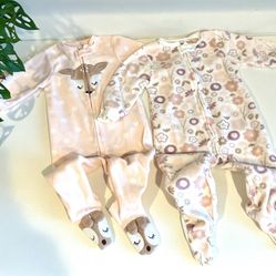 Baby Girl Fleece Pajama Lot 12M –  Footed Sleepers