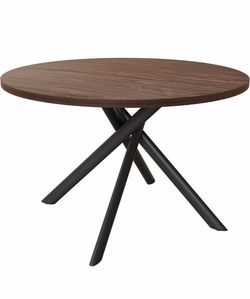 New-45.3 Inch Modern Round Dining Table for 4, Space-Saving Dinette with Carbon Steel Legs for Home Kitchen Apartment(Dark Walnut Table)