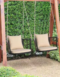 Outdoor Double Hanging Swing Chair Set