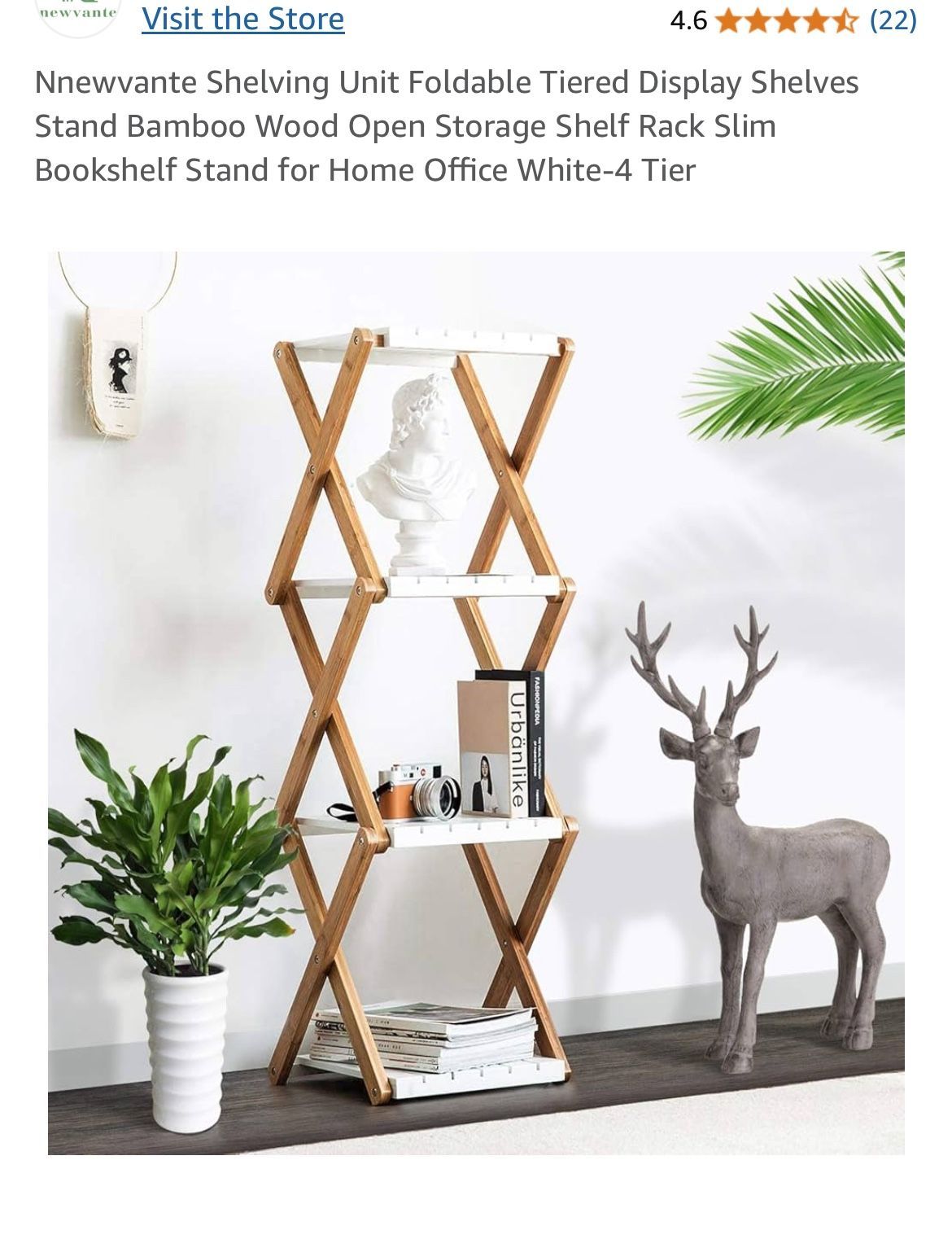 4 Tier White Folding Rack Shelf