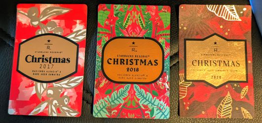 Lot of 3 Vintage Starbucks Reserve Roastery Christmas Coffee Labels  - 2017, 2018 & 2020.