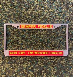 SEMPER FIDELIS MARINE CORPS - LAW ENFORCEMENT FOUNDATION License Plate Frame Brand New
