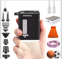 100KPA Mini Electric Air Pump 3000mAh Battery Air Mattress Pump & Camping Light & Fan
