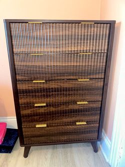 Brown Wooden Fluted Dresser