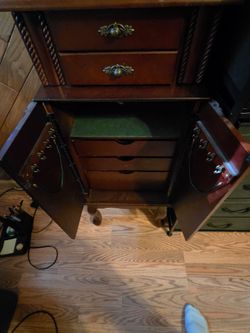 Antique Mahogany Jewelry Armoire Cabinet