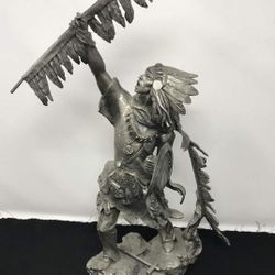 15” Pewter Sculpture “Blackfoot Chief” and Complete Collection Of 4” Warriors Of Various Tribes