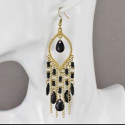 New Dangle Beaded Earrings. $8 Ea . Black Or Turquoise 