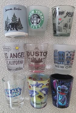 Nine shot glasses