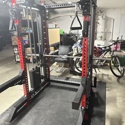 PRO SERIES Ultimate 3-1 Half Rack Functional Trainer w/Smith Machine Bar | 400lb Stack | Gym Equipment | Fitness | Commercial | Squat Rack   🎊 NEW YE