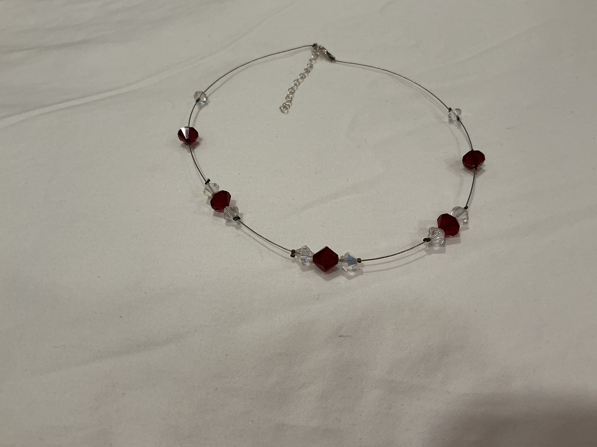 Vintage Crystal /Sterling Silver Beads Necklace