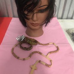 NEW Rosary Virgin Mary Jesus Christ Cross Crucifixion beaded necklace Bracelet Art Painting 