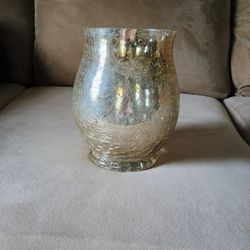 Silver Cracked Glass Candle Holder 