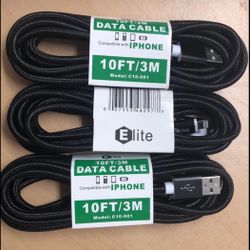 3 X 10 feet Charging Cable For iPhone and iPad 