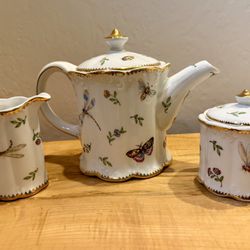 I. Godinger & Co Primavera Tea Pot, Sugar & Creamer Set