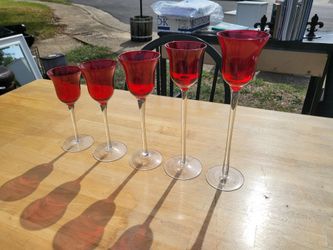 LIFESTYLE DECOR Ruby Red Votive Cup Candle Holder Set of 5