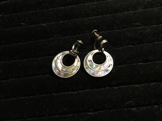 925 screw back abalone earrings