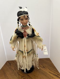 Native American doll with beautiful details and fur ( the Duck House  Heirloom Doll.) size 24” 