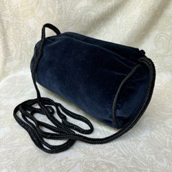 Velvet Navy Barrel Handbag 