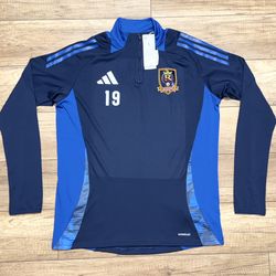 Real Salt Lake Arizona Adidas Long Sleeve Slim Fit Jersey 1/4 Zip Jacket Mens L