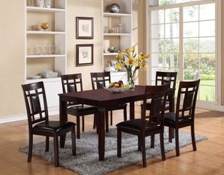 New! Dark Brown 7 Piece Dining Set ($39 Down) NO CREDIT CHECK FINANCING