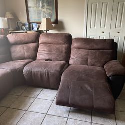 Large Suede Sectional & Recliner