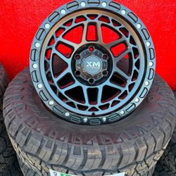 XM700 SEMI MATT BLACK 17X9 6X139.7 TIRE 265 70 17 KUMHO RT ALL 4 WHEELS AND TIRES