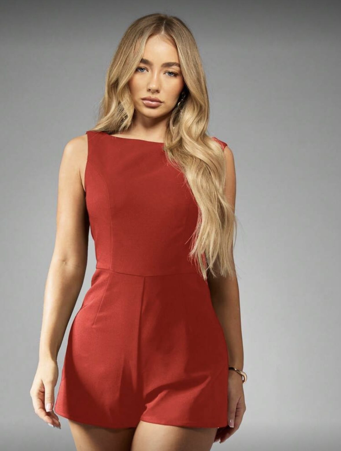 Red Backless Romper