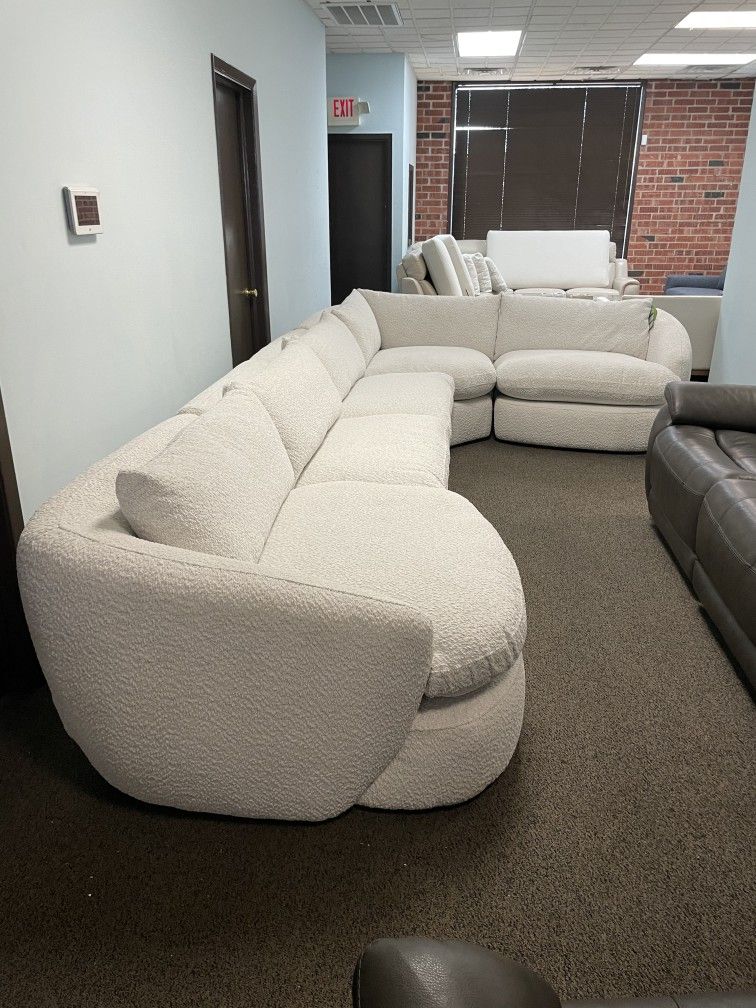 Cream White Fabric Sectional Couch Modular