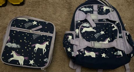Pottery barn unicorn backpack and lunchbox