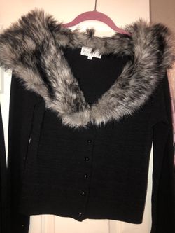 Cute Fur Trimmed Sweater- Saks 5th Avenue Brand