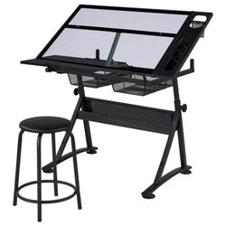 Drawing table, glass drafting table, adjustable