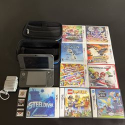 Nintendo 3DS + Games, Charger, Case 