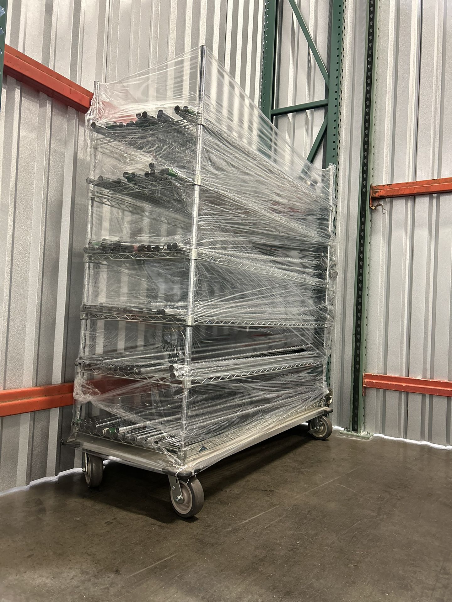 Metro Warehouse Carts Chrome Plated Wire Metal Shelves On Industrial Rolling Platform/ Dolly 