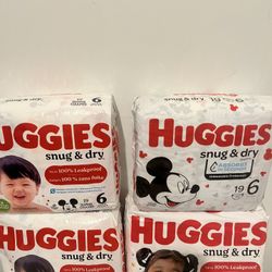 Huggies 6 And 4  Snug And Dry  $8 Each