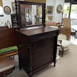 Walnut Mirrored Dresser, 100+ years old, Great condition
