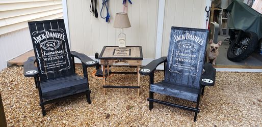 Jack daniels Adirondack chair, table,lamp set