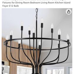 ZBMYRBZJ 4.1 Black Chandelier 12-Light Industrial Iron Candle Chandelier Modern Suspended Farmhouse Chandeliers Pendant