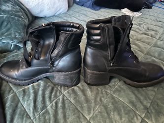 Black Lace-Up Combat Ankle Boots