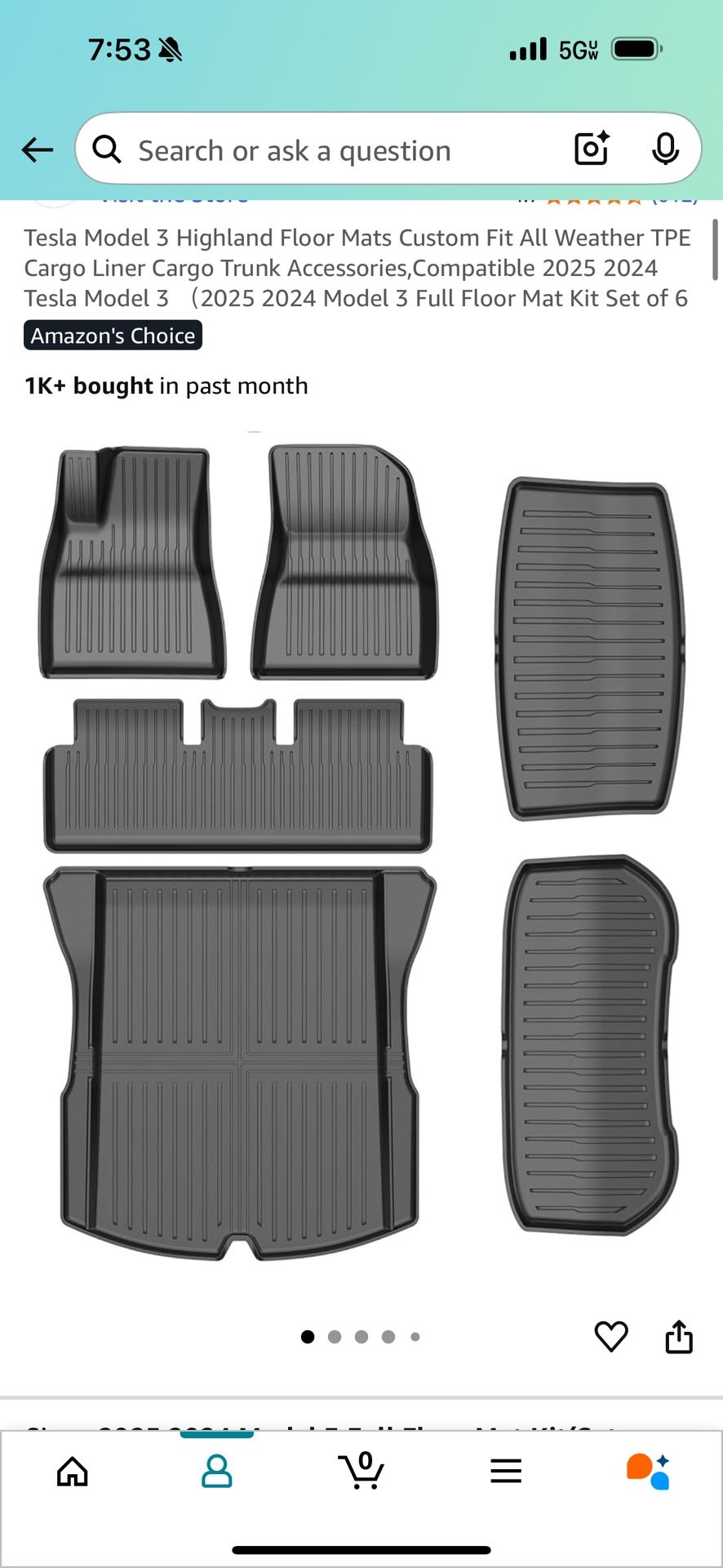 2025 Tesla Model 3 All-Weather Mats Set
