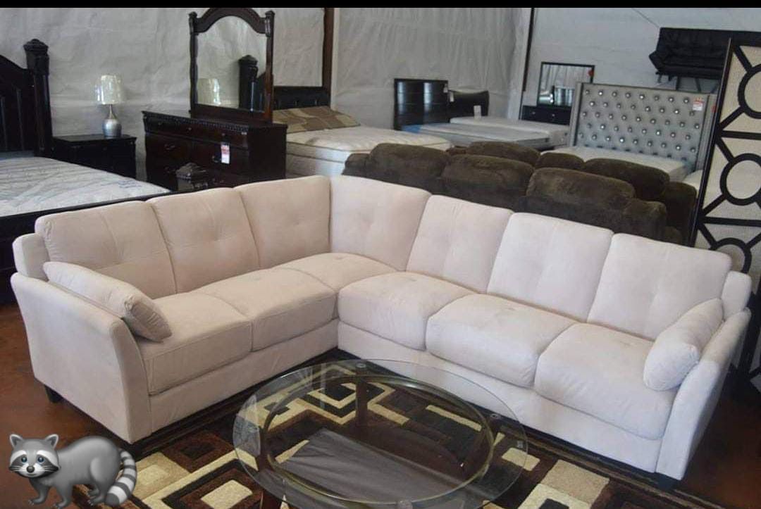 Reveep White Sectional Sofa Couch With İnterest Free Payment Options