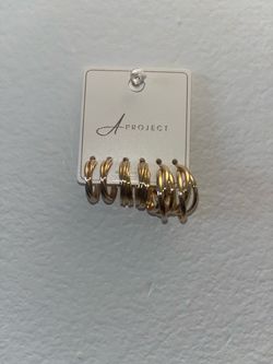 A Project Gold Hoop Earrings Set