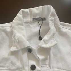White Denim Cropped Jean Jacket CARMAR  