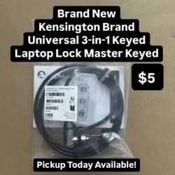 Brand New Kensington Brand Universal 3-In-1 Keyed Laptop Lock Master Keyed (1 Available)