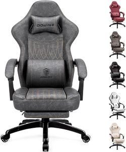 Dowinx Gaming Chair Breathable PU Leather Gamer Chair with Footrest Massage Lumbar Support, Big and