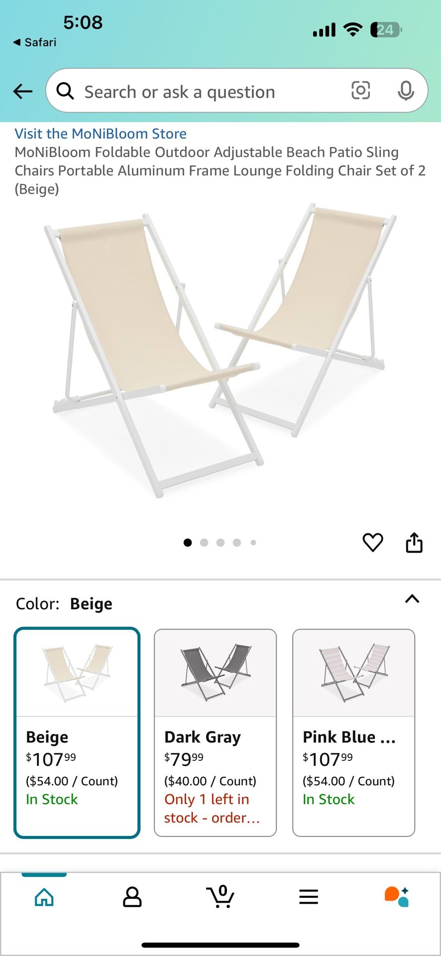 Foldable Outdoor Adjustable Beach Patio Sling Chair Furniture 