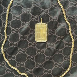 10k Solid Gold Rope Chain With Real Diamonds Picture Charm / Paper Work