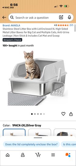 Stainless Steel Litter Box with Lid Enclosed XL High Sided Metal Litter Boxes for Big Cat and Multiple Cats, Anti-Urine Leak