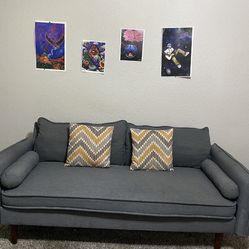 Grey Couch with Dual Charging Ports
