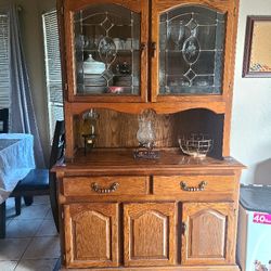 Light Oak Wood China Cabinet