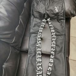 Valabasas Flared Jean's /black Leather Like Material Says Polyurethane (Size 30) New Condition 1x Use 100% Authentic Guaranteed